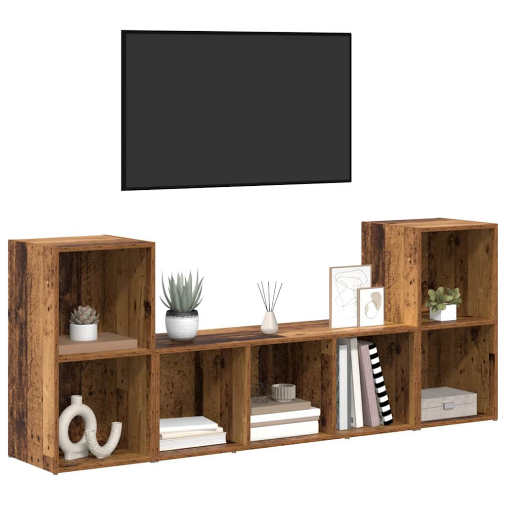 TV szekrény 3 pcs Barna 107 x 35 x 37 cm Faanyag