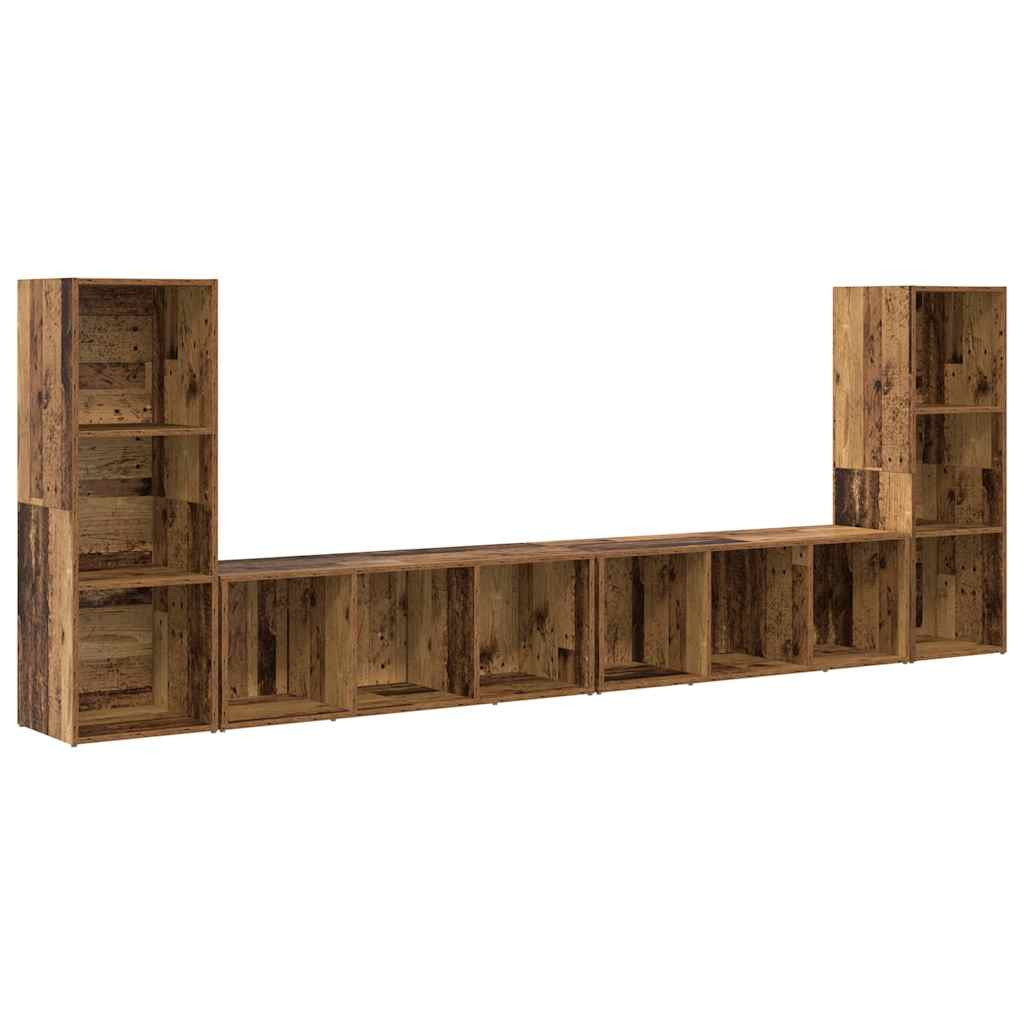 TV szekrény 4 pcs Régi fa 37 x 35 x 107.5 cm Műanyag Fa