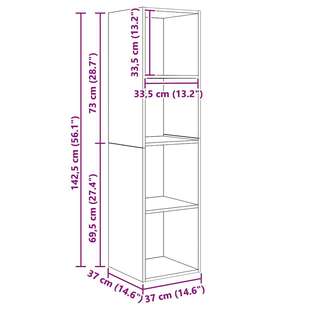 TV szekrény 2 pcs Barna 37 x 37 x 142.5 cm Faanyag