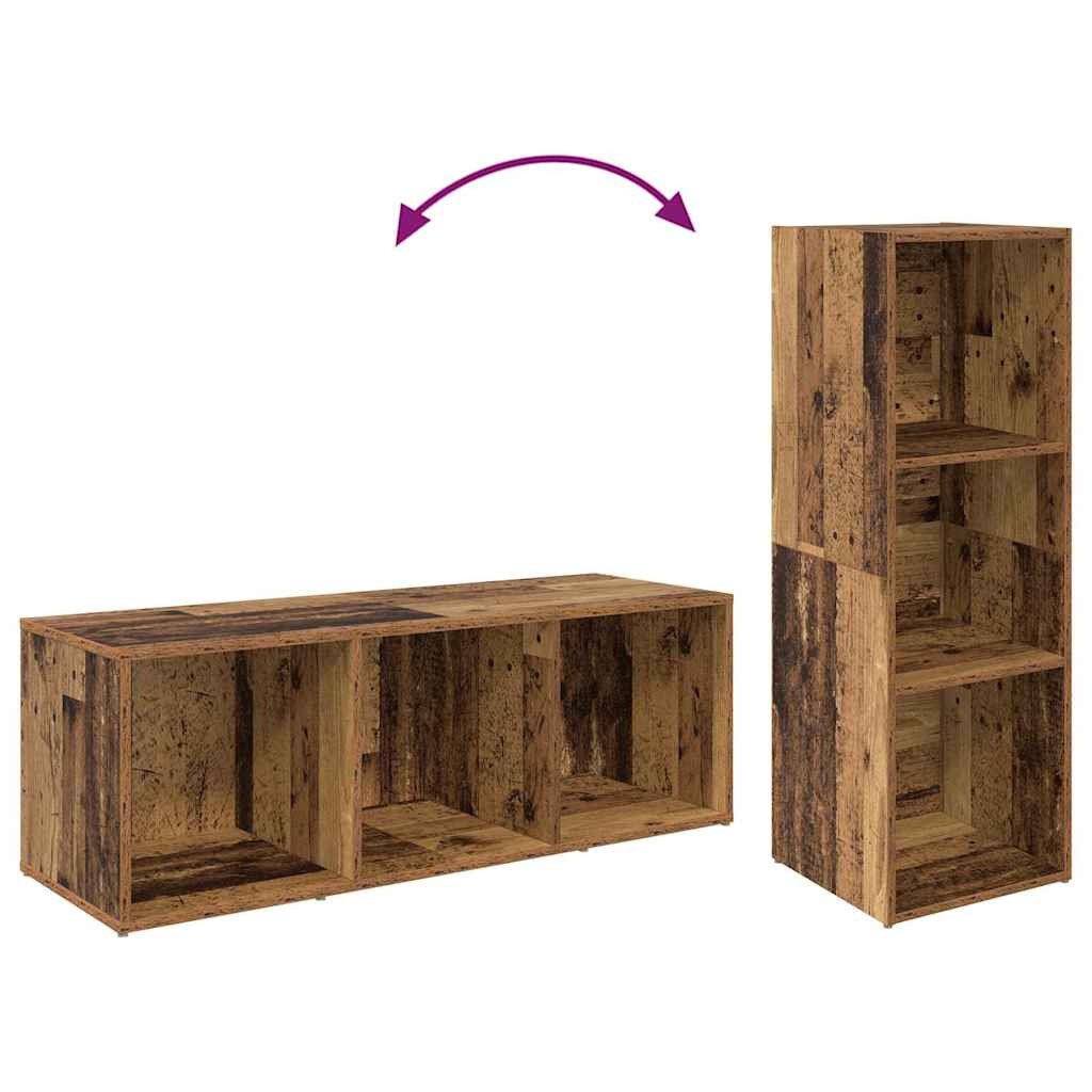 TV szekrény 3 pcs Régi fa 37 x 35 x 107.5 cm Műanyag Fa