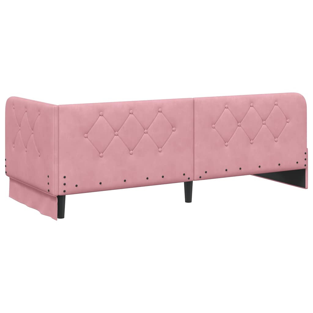 vidaXL Sarokágy keret matracmal Rózsaszín 80 x 200 cm Bársony