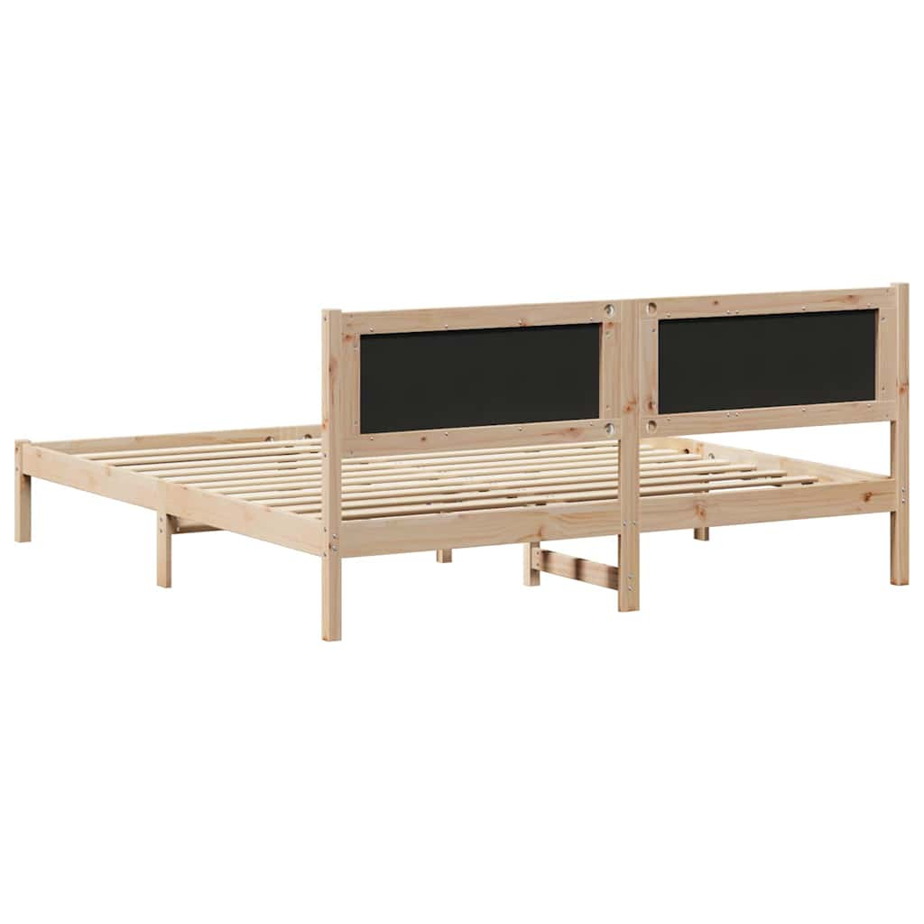 Ágykeret fejtámlával Világosszürke 200 x 200 cm Tömör fenyőfa
