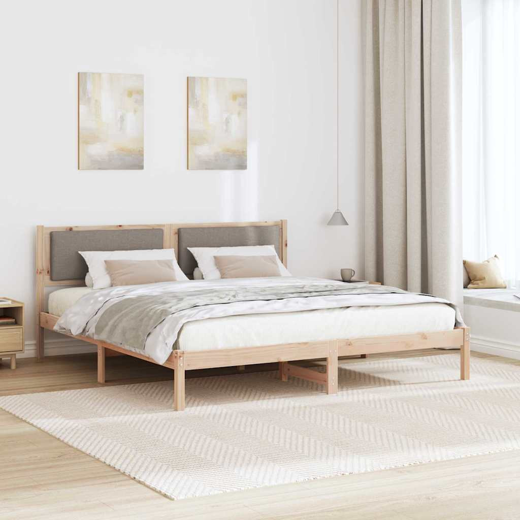 Ágykeret fejtámlával Tópszínű 200 x 200 cm Tömör fenyőfa