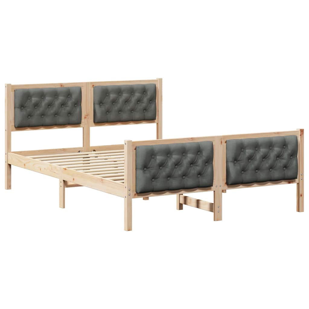 Ágykeret fejtámlával Sötétszürke 150 x 200 cm Tömör fenyőfa