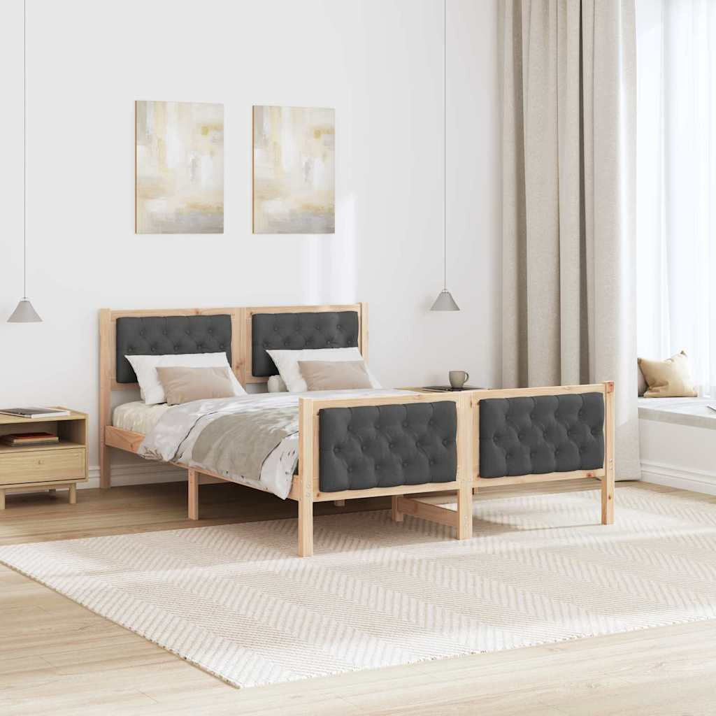 Ágykeret fejtámlával Sötétszürke 150 x 200 cm Tömör fenyőfa