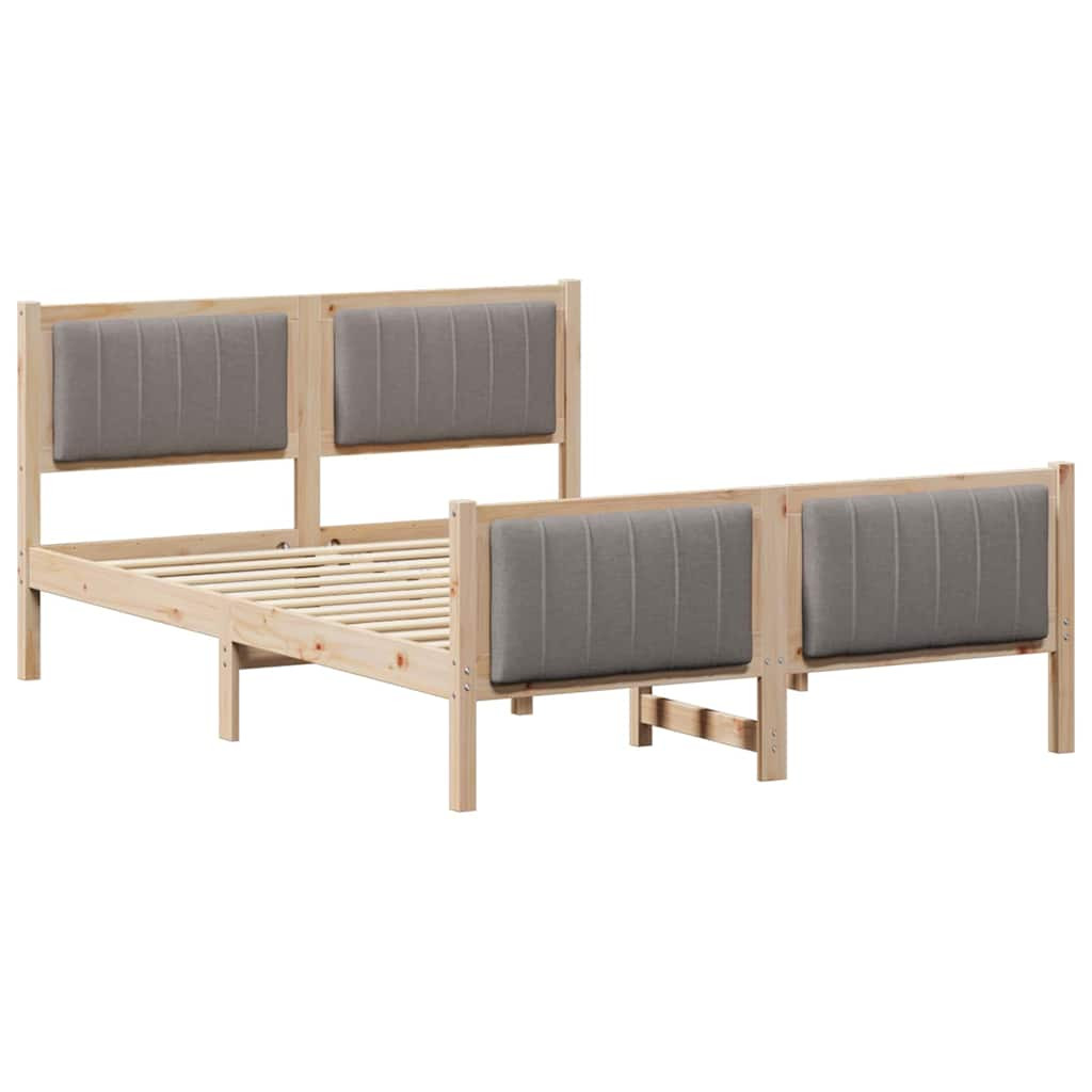 Ágykeret fejtámlával Barna és taupe 140 x 190 cm Tömör fenyőfa