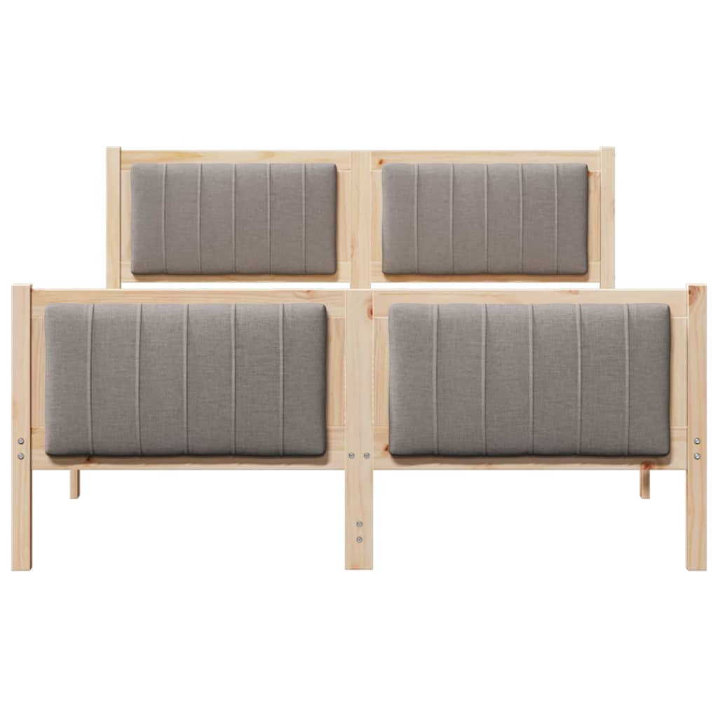 Ágykeret fejtámlával Barna és taupe 140 x 190 cm Tömör fenyőfa