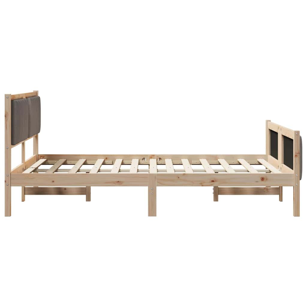 Ágykeret fejtámlával Barna és taupe 140 x 190 cm Tömör fenyőfa