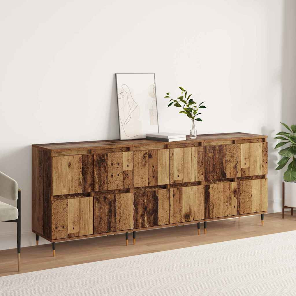 Oldalszekrények 3 pcs Régi fa 180 x 35 x 70 cm Faanyag