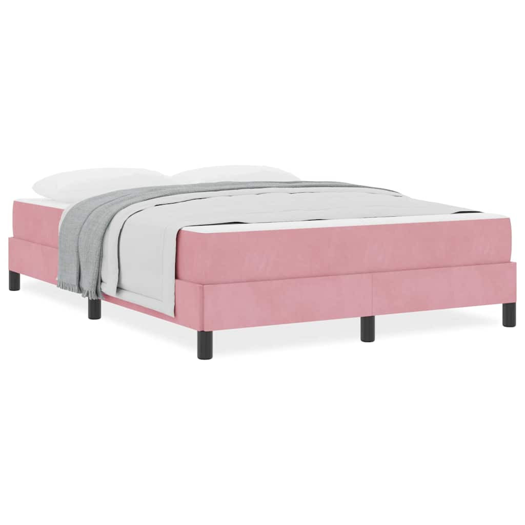 Boxspring ágy matraccal Rózsaszín 160 x 200 cm Bársony