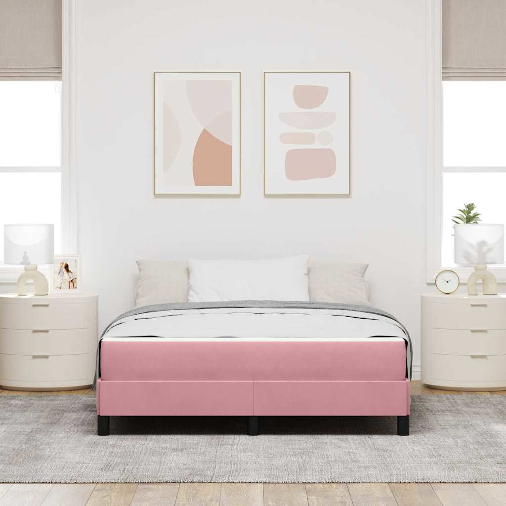 Boxspring ágy matraccal Rózsaszín 160 x 200 cm Bársony