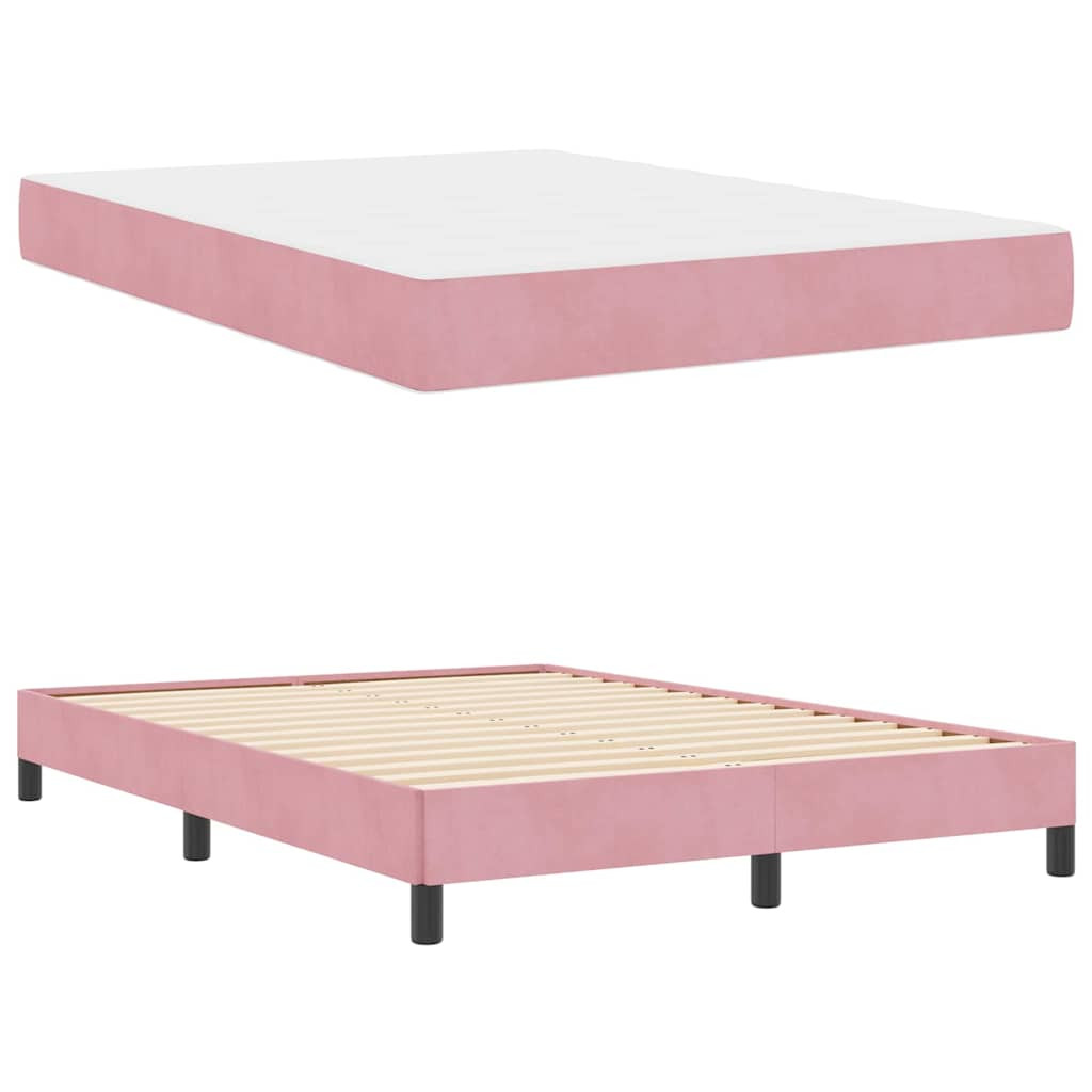 Boxspring ágy matraccal Rózsaszín 160 x 200 cm Bársony