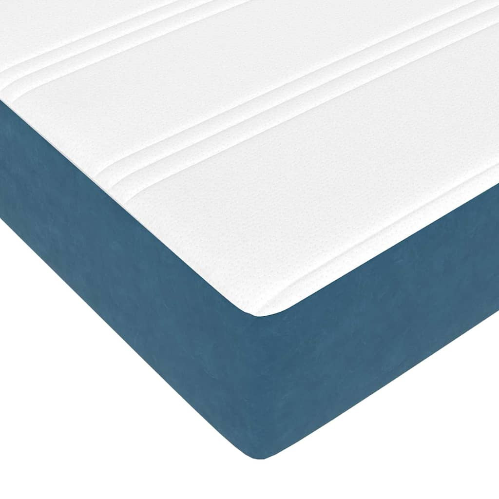 vidaXL Boxrugós ágy matracmal Sötét kék 80 x 220 cm szövet
