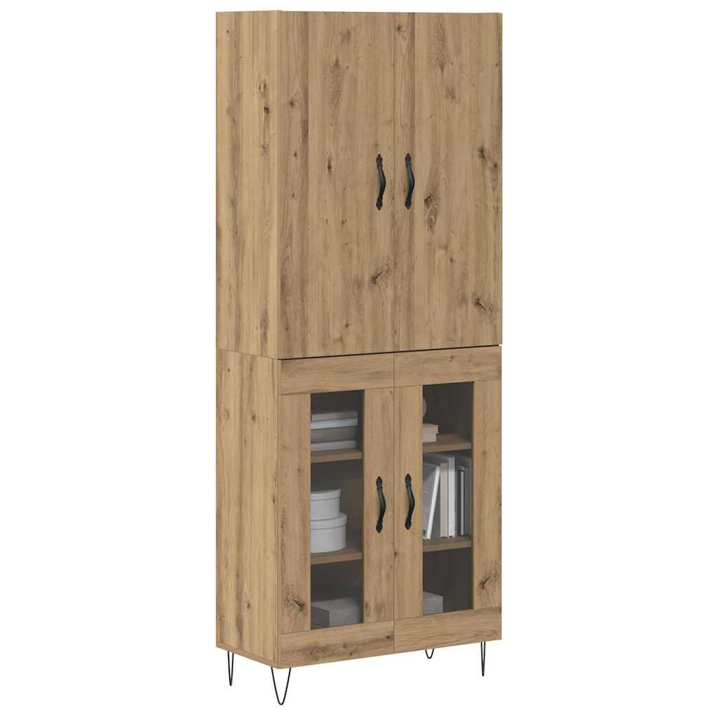 Magasfiú 2 pcs Artisan tölgy RÉtegelt fa és üveg Magasfiú 2 pcs Artisan tölgy RÉtegelt fa és üveg