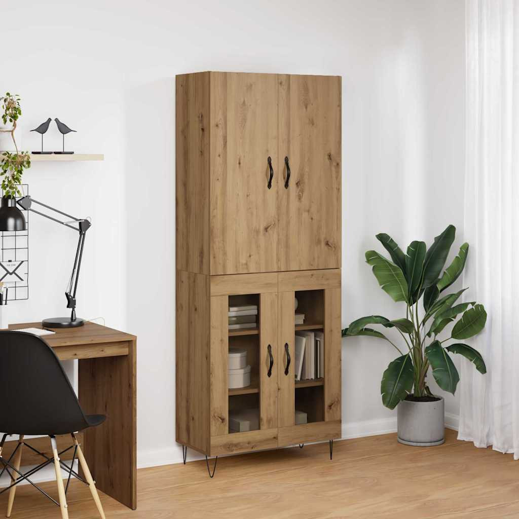 Magasfiú 2 pcs Artisan tölgy RÉtegelt fa és üveg Magasfiú 2 pcs Artisan tölgy RÉtegelt fa és üveg
