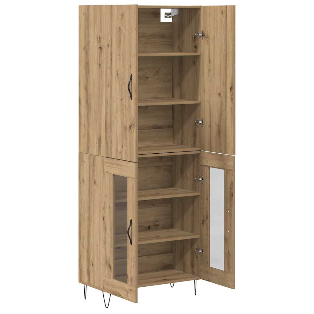 Magasfiú 2 pcs Artisan tölgy RÉtegelt fa és üveg Magasfiú 2 pcs Artisan tölgy RÉtegelt fa és üveg