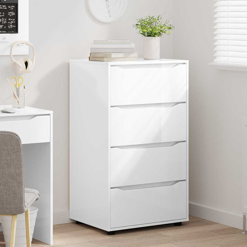 Tároló szekrények 2 pcs Magas Fényű Fehér 60 x 48 x 105 cm