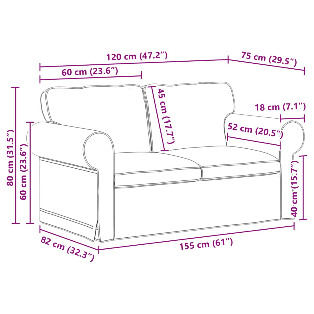 vidaXL Kanapé 2 pcs Tópszínű