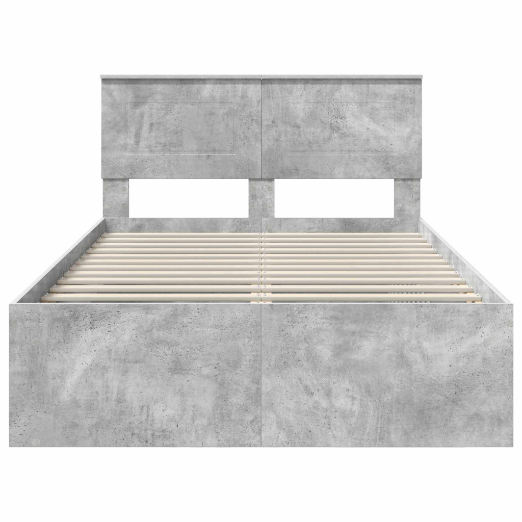 Ágykeret fejtámlával Beton Szürke 135 x 190 cm Faanyag