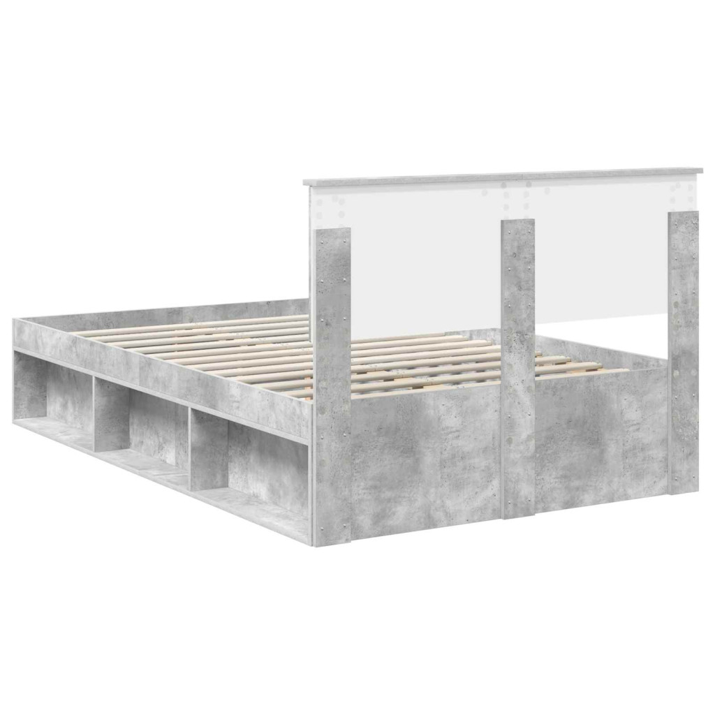Ágykeret fejtámlával Beton Szürke 135 x 190 cm Faanyag