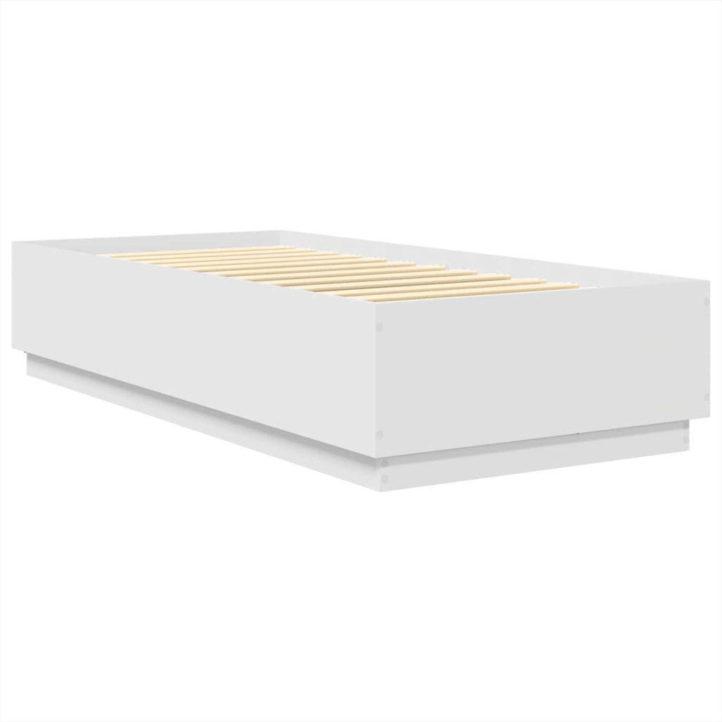 Ágykeret LED -es lámpákkal Fehér 70 x 190 cm Faanyag