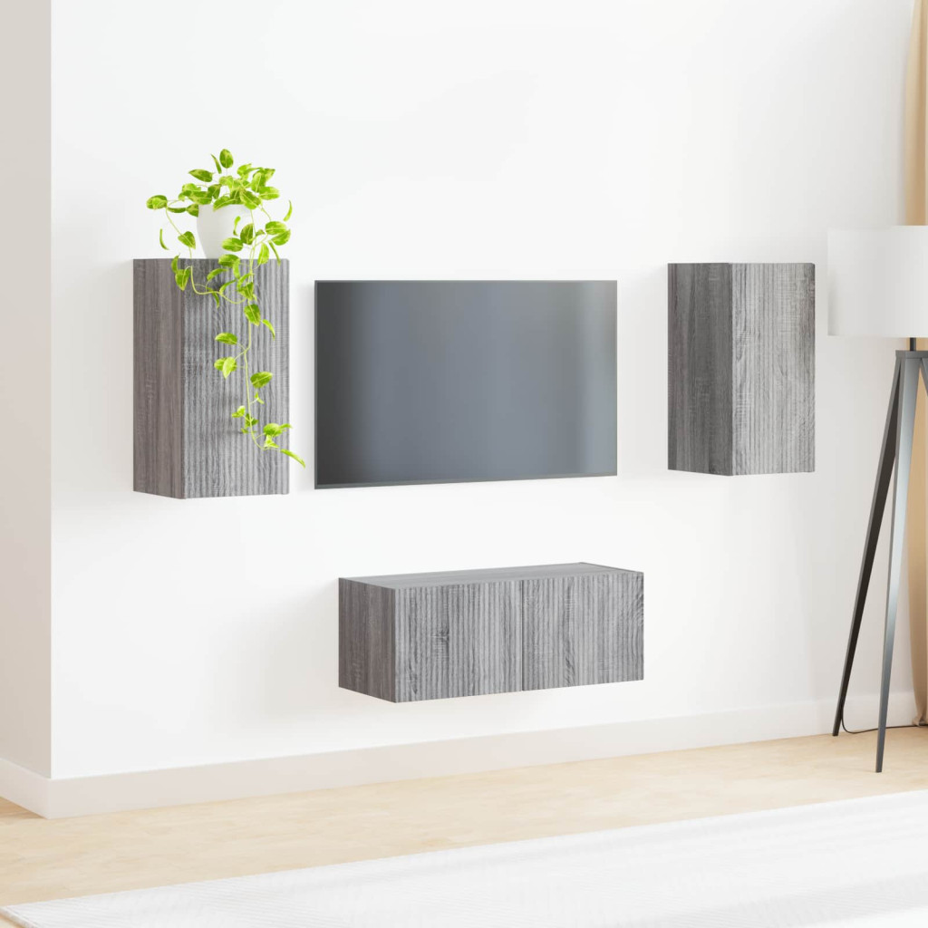 TV szekrény garnitúra 2 pcs Szürke Sonoma Faanyag