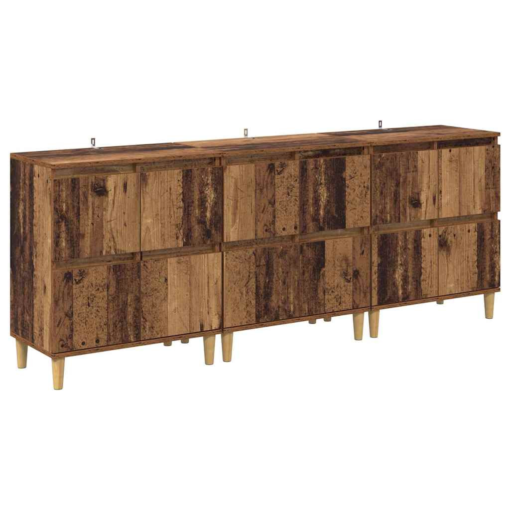 Oldalszekrények 3 pcs Öreg fa 60 x 35 x 70 cm Faanyag