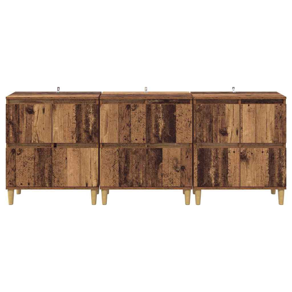 Oldalszekrények 3 pcs Öreg fa 60 x 35 x 70 cm Faanyag