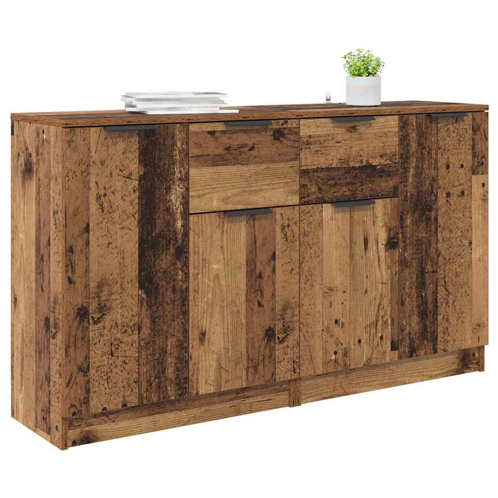 Oldalszekrények fiókkal 2 pcs Öreg fa 60 x 30 x 70 cm Faanyag