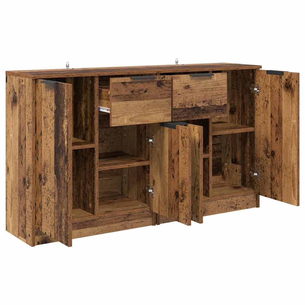 Oldalszekrények fiókkal 2 pcs Öreg fa 60 x 30 x 70 cm Faanyag