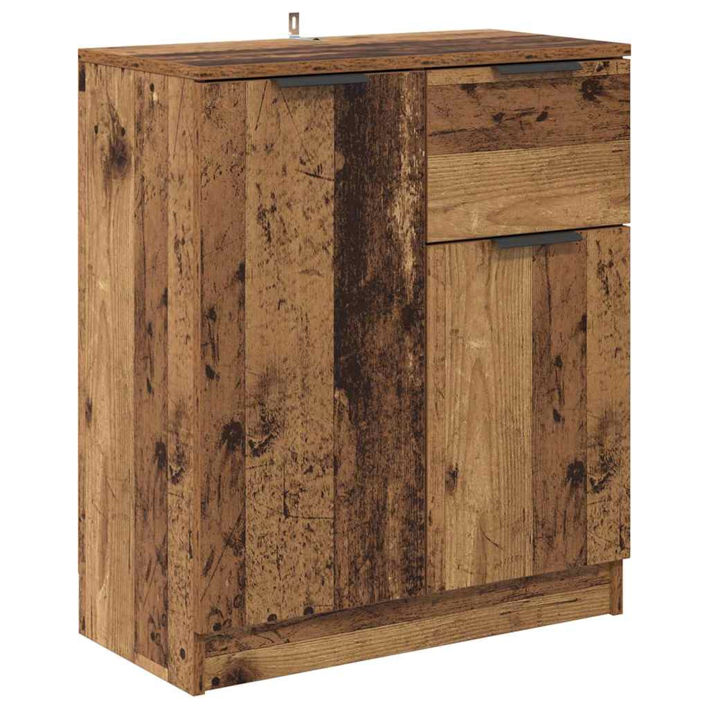 Oldalszekrények fiókkal 2 pcs Öreg fa 60 x 30 x 70 cm Faanyag
