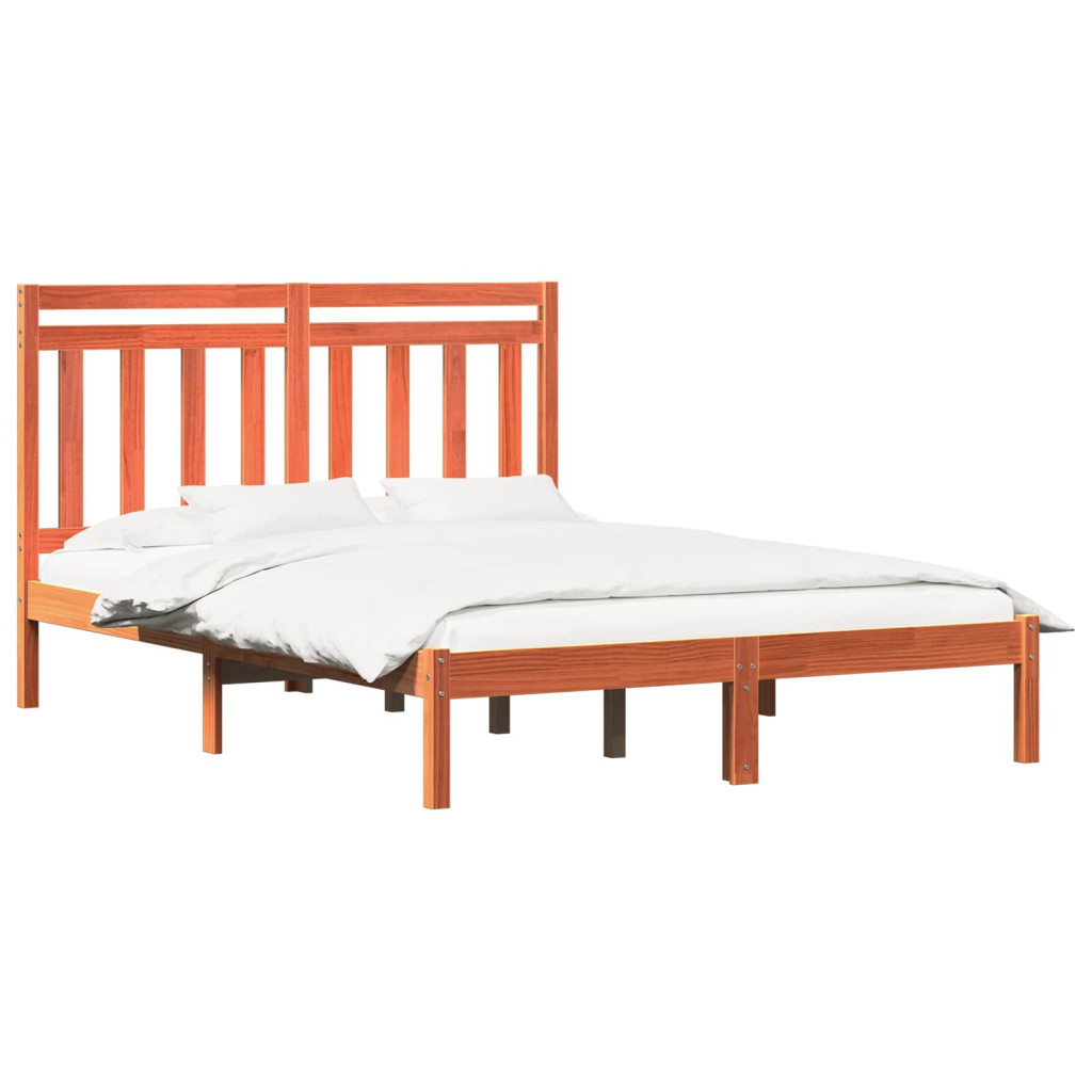 Ágykeret Faggyú barna 205,5 x 145,5 x 100 cm Tömör fenyőfa