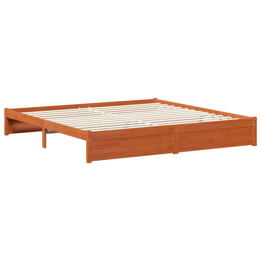 vidaXL Ágykeret fiókkal Faggyú barna 200 x 200 cm Tömör fenyőfa