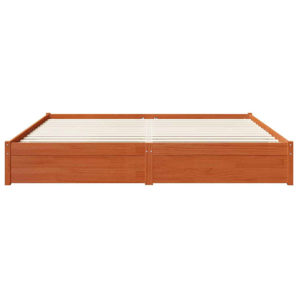 vidaXL Ágykeret fiókkal Faggyú barna 200 x 200 cm Tömör fenyőfa