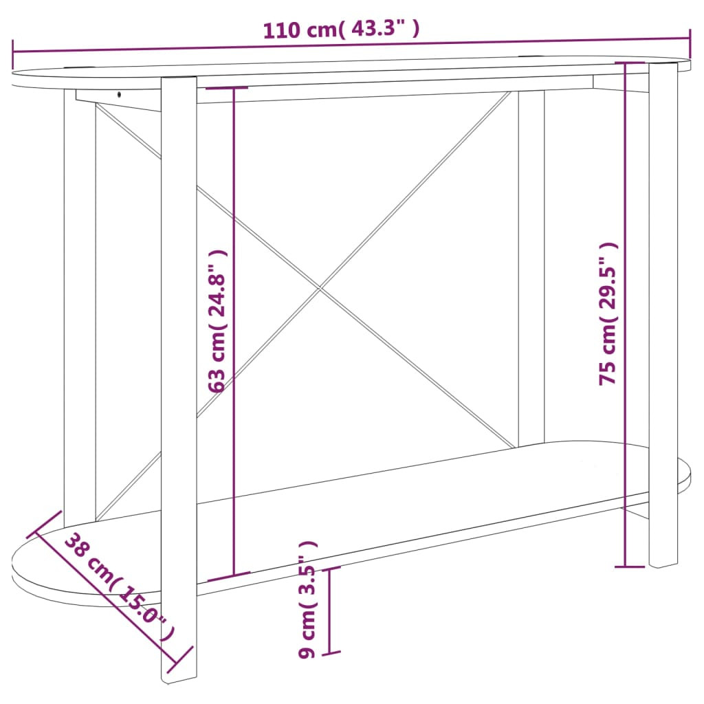 fekete szerelt fa tálalóasztal 110 x 38 x 75 cm