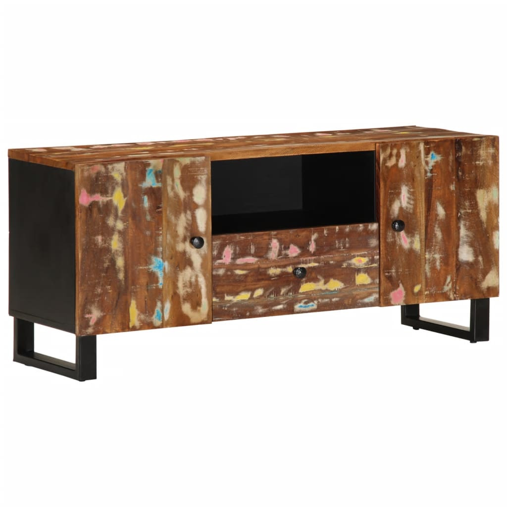 tömör újrahasznosított és szerelt fa TV-szekrény 105x33,5x46 cm