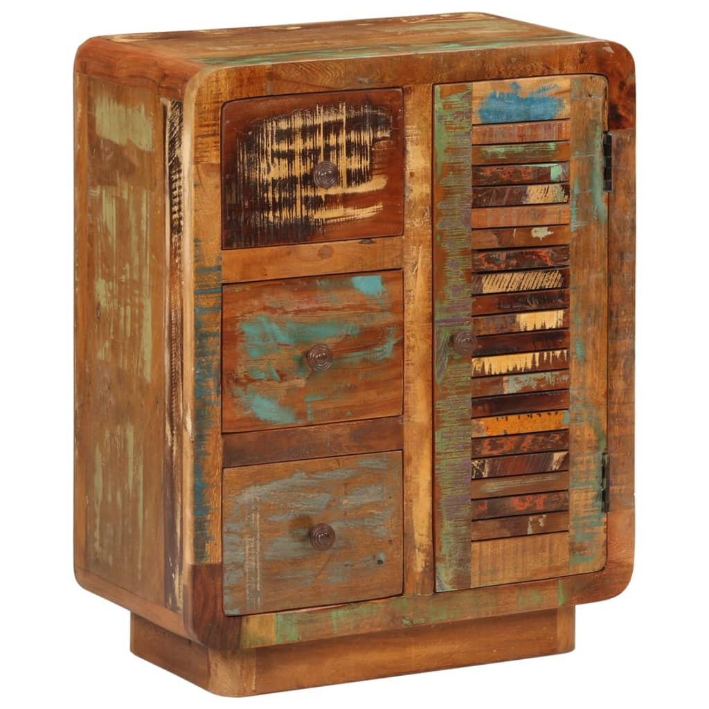 tömör 3 fiókos újrahasznosított fa tálalószekrény 55x30x70 cm
