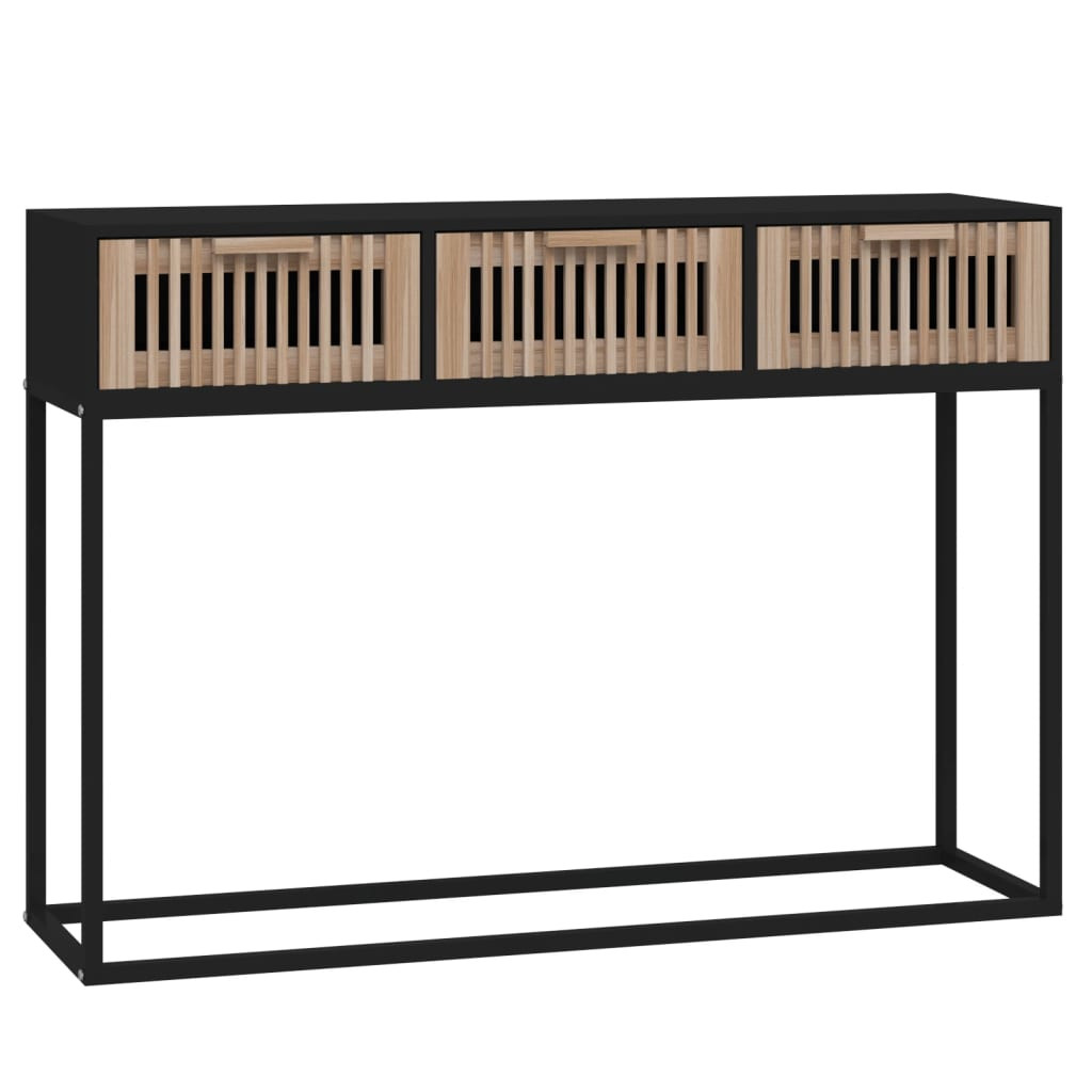 fekete szerelt fa és vas tálalóasztal 105x30x75 cm