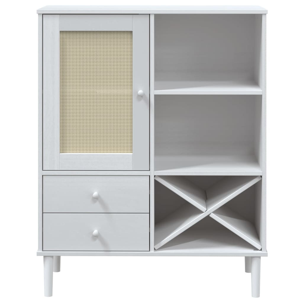 SENJA fehér rattan hatású magasszekrény 90 x 40 x 112 cm
