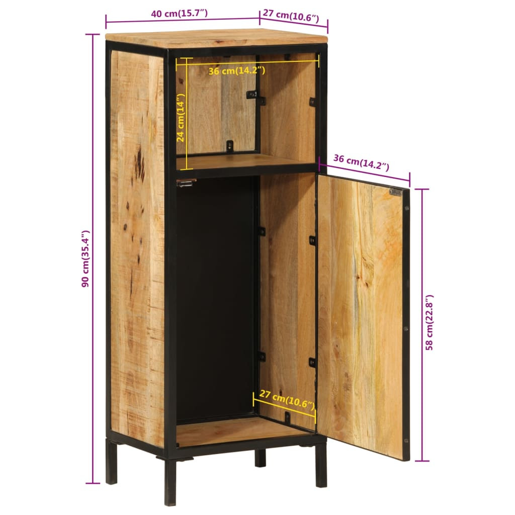tömör mangófa és vas fürdőszobai szekrény 40 x 27 x 90 cm tömör mangófa és vas fürdőszobai szekrény 40 x 27 x 90 cm