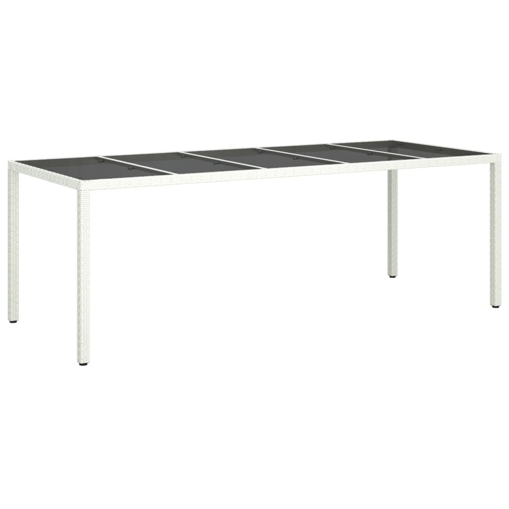 fehér polyrattan és edzett üveg kerti asztal 250 x 100 x 75 cm