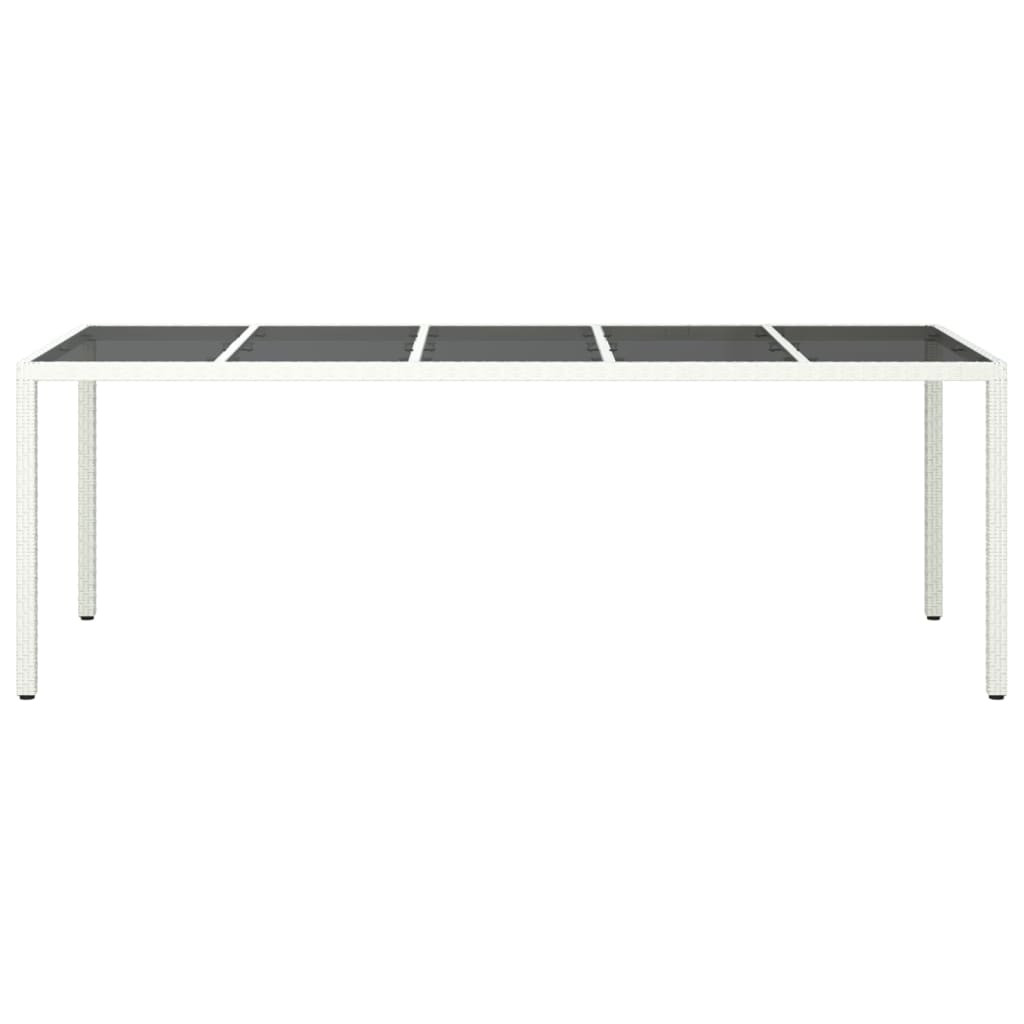fehér polyrattan és edzett üveg kerti asztal 250 x 100 x 75 cm