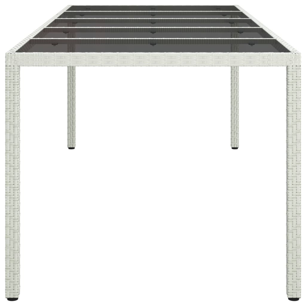 fehér polyrattan és edzett üveg kerti asztal 250 x 100 x 75 cm