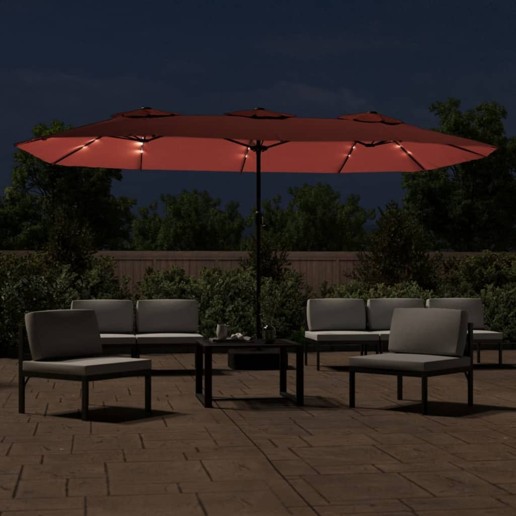 terrakotta dupla tetős LED-es napernyő 449x265 cm