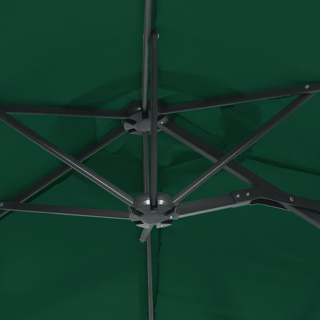 zöld dupla tetős napernyő LED-ekkel 316x145 cm