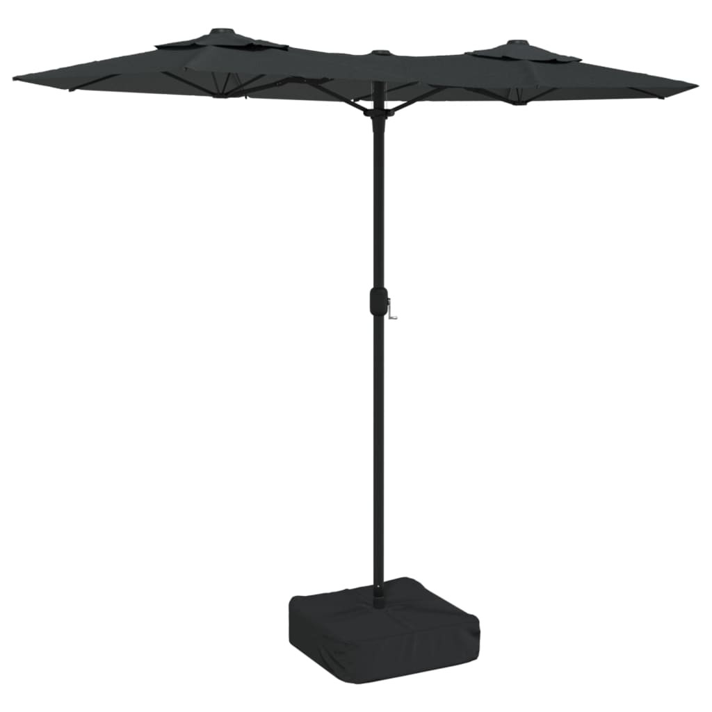 antracitszürke dupla tetős LED-es napernyő 316x145 cm