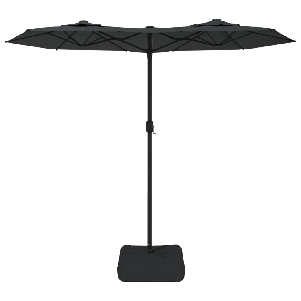 antracitszürke dupla tetős LED-es napernyő 316x145 cm