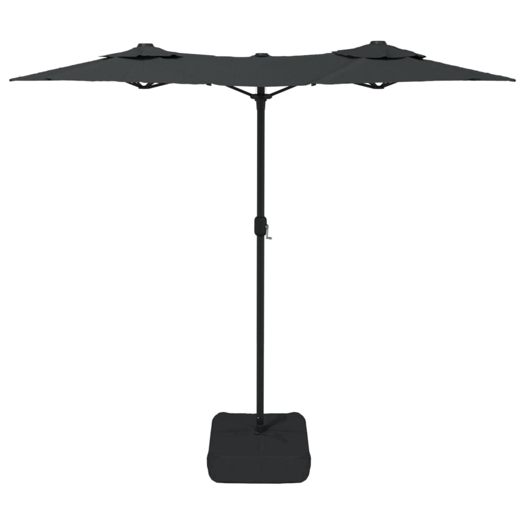 antracitszürke dupla tetős LED-es napernyő 316x145 cm