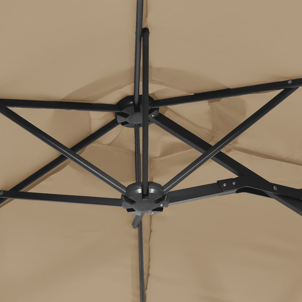 tópszínű dupla tetős napernyő LED-ekkel 316x145 cm