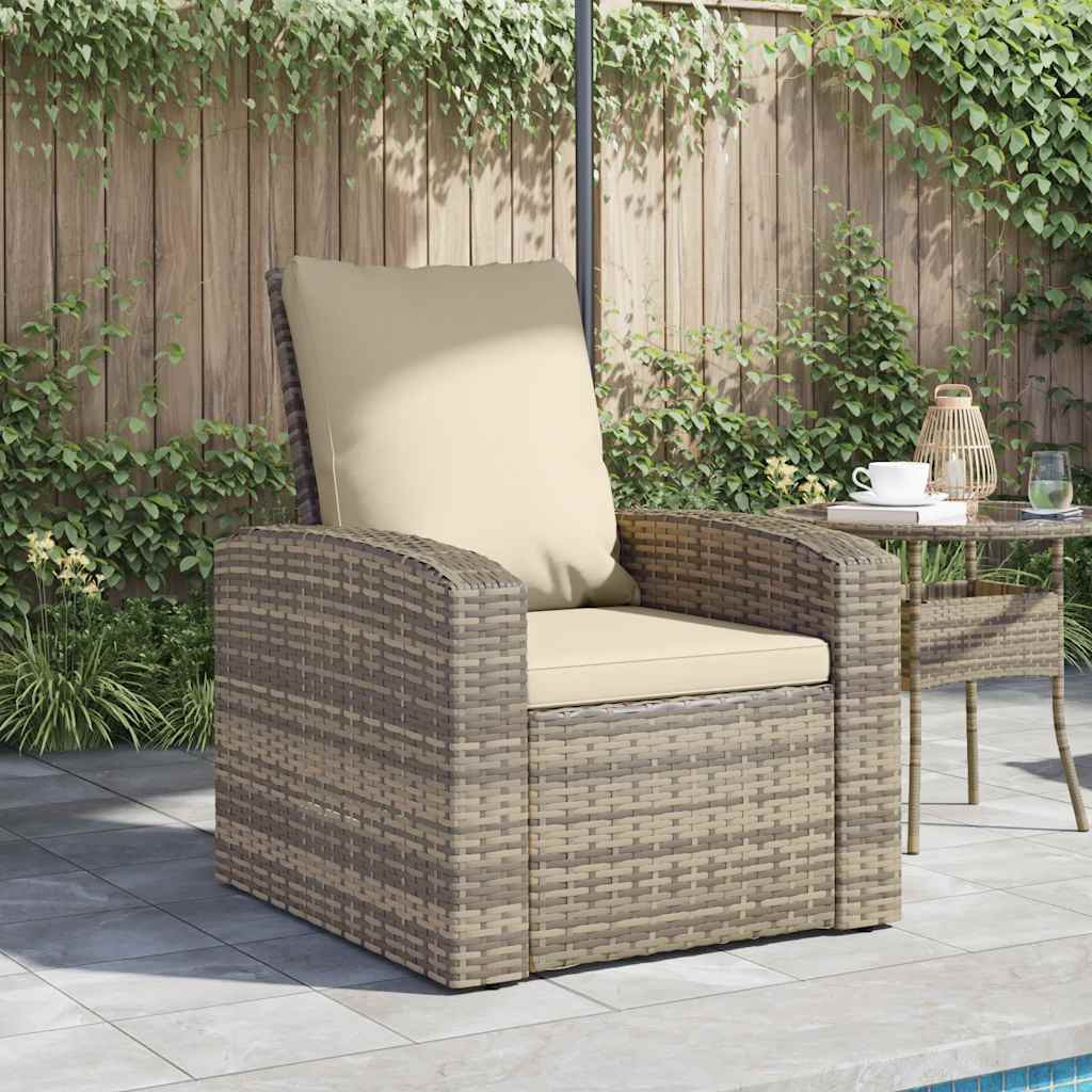 világosbarna polyrattan dönthető kerti szék párnákkal